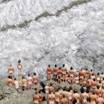Exposing the reality: Spencer Tunick photographs naked people on the Aletsch Gletscher, Switzerland.